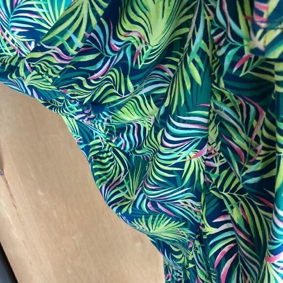 Land’s End Dress Short sleeve tiered dress Baltic teal palm knit pockets Med T - Picture 8 of 14